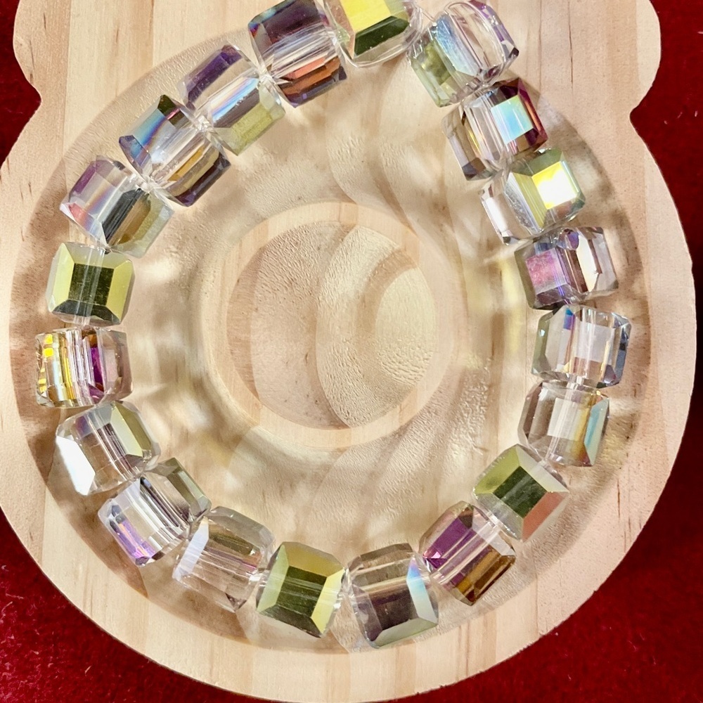 Iridescent Cube Beads Hand Crafted
